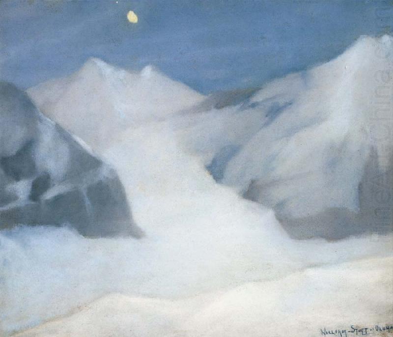 William Stott of Oldham Mountain Peak by Moonlight china oil painting image